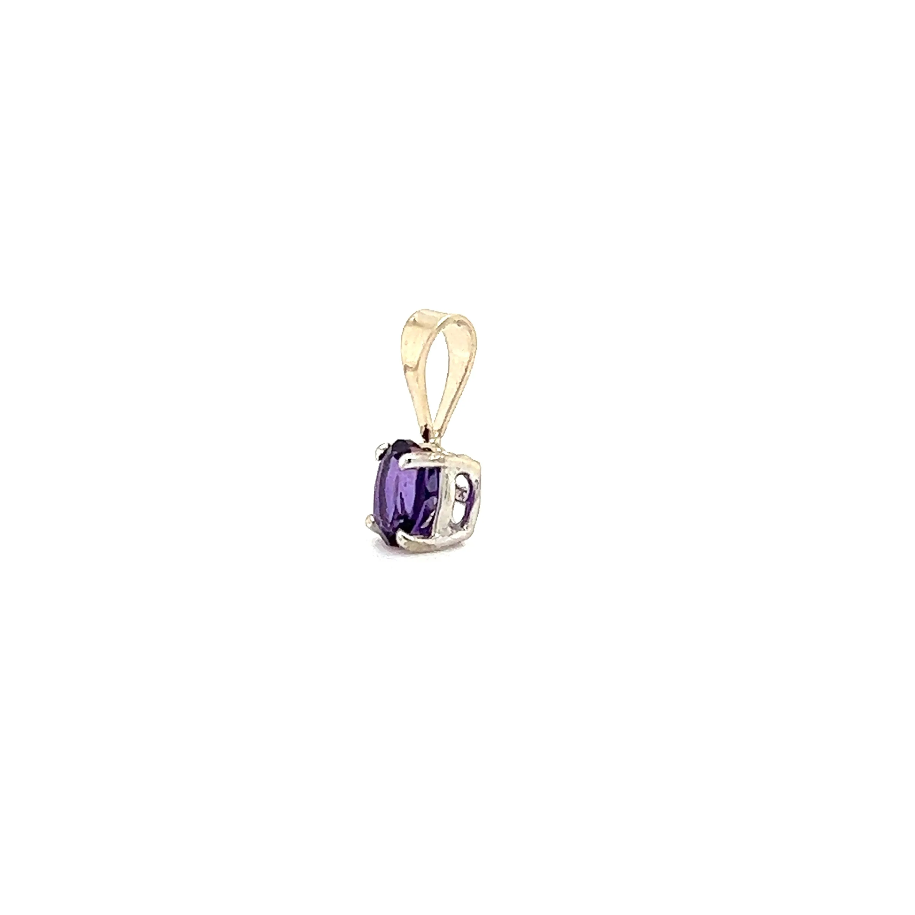 Solitaire Amethyst Pendant in 14K White Gold