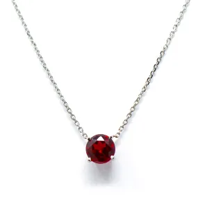 Solitaire Ruby Pendant in 14K White Gold