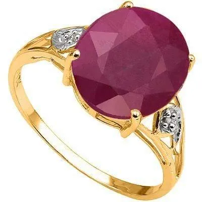 SPECTACULAR 3.91 CT GENUINE RUBY & 2 PCS GENUINE DIAMOND 10K SOLID YELLOW GOLD R