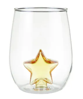 Stemless Wine Glass with Figurine - Star