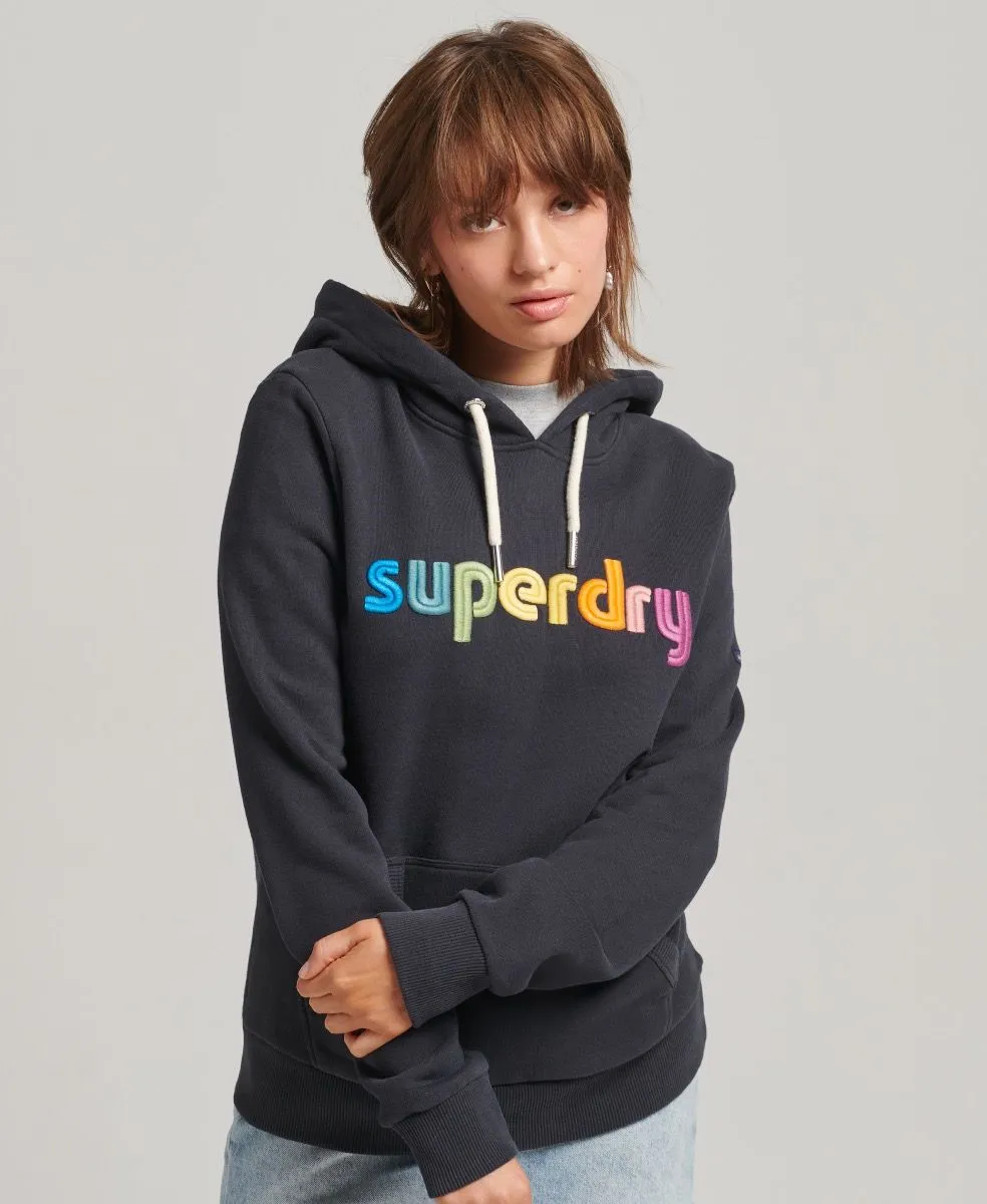 Superdry Womens Rainbow Logo Hooded Sweatshirts Richest