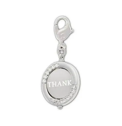 Swarovski Clear Crystal Jewelry THANK YOU Charm Rhodium #1161015