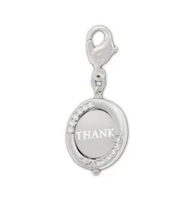 Swarovski Clear Crystal Jewelry THANK YOU Charm Rhodium #1161015