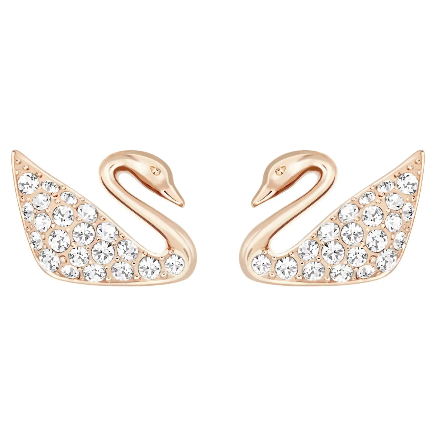 Swarovski Crystal JEWELRY Pierced Earrings SWAN, Rose Gold Tone-5144289