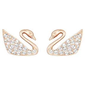 Swarovski Crystal JEWELRY Pierced Earrings SWAN, Rose Gold Tone-5144289