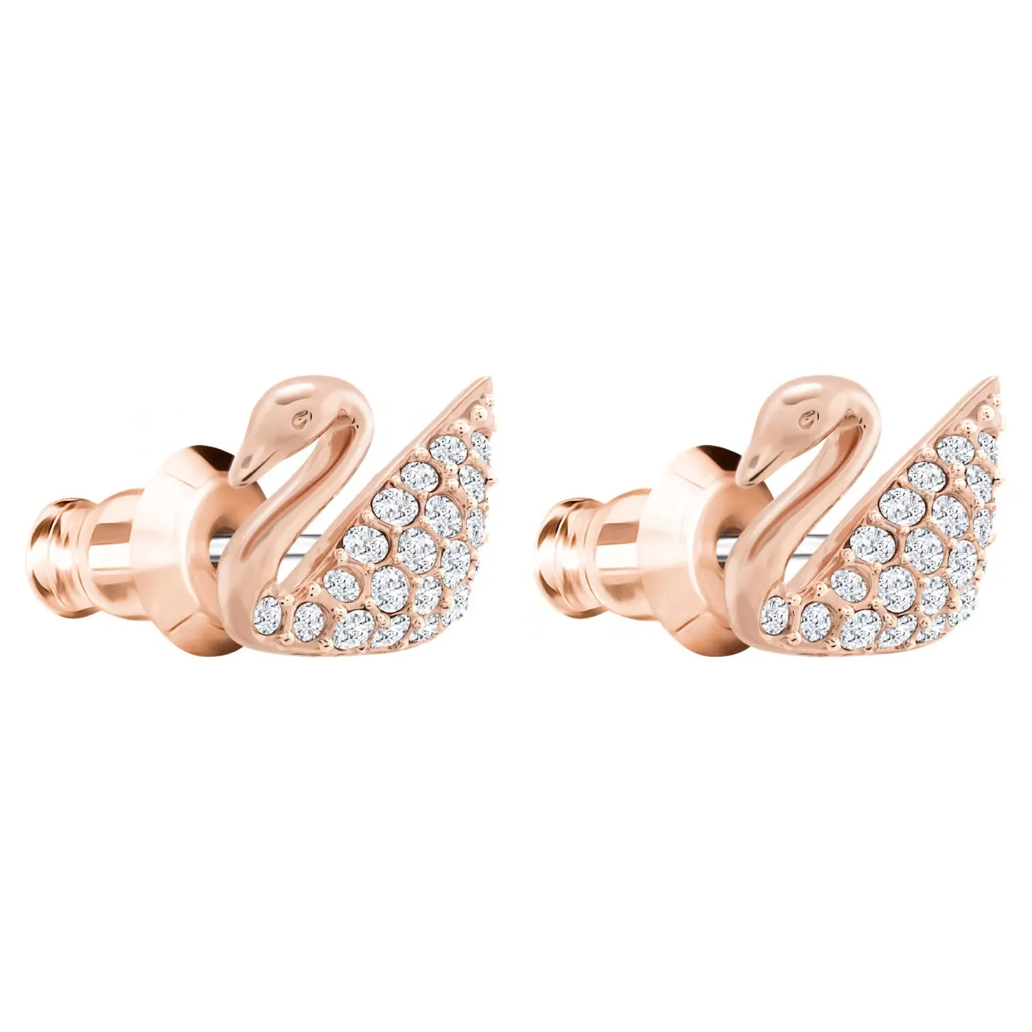 Swarovski Crystal JEWELRY Pierced Earrings SWAN, Rose Gold Tone-5144289