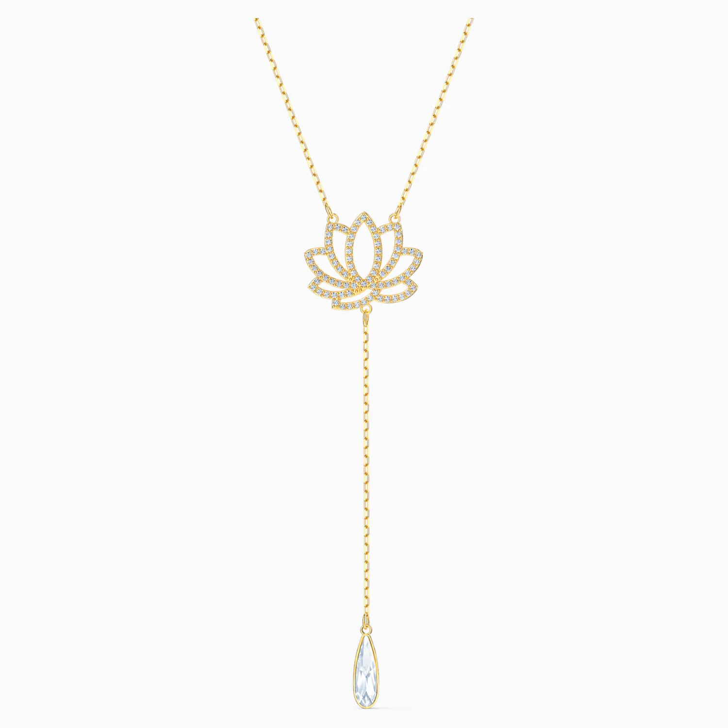 Swarovski Jewelry SYMBOLIC LOTUS Y NECKLACE, White, Gold Tone -5521468