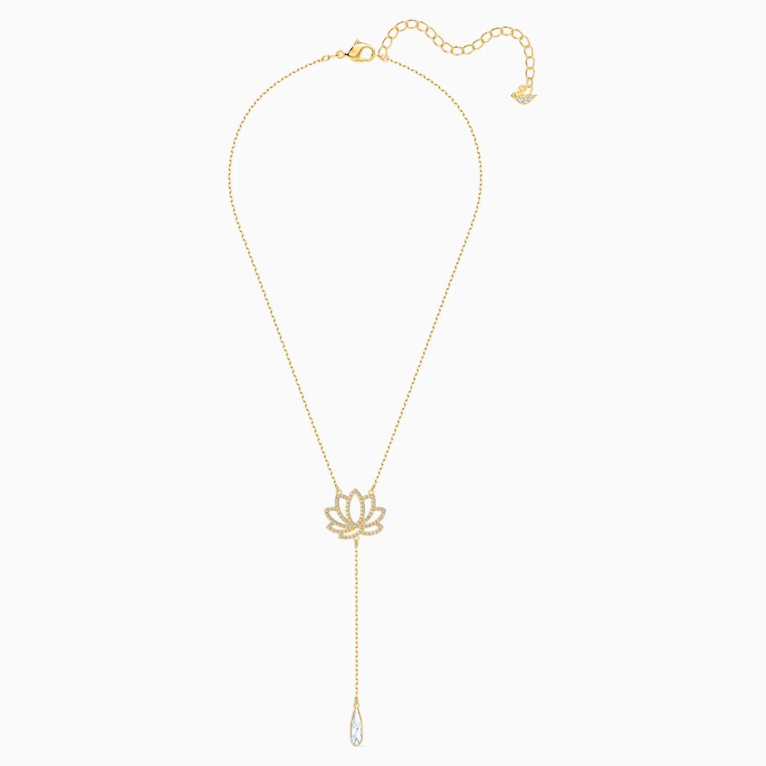 Swarovski Jewelry SYMBOLIC LOTUS Y NECKLACE, White, Gold Tone -5521468