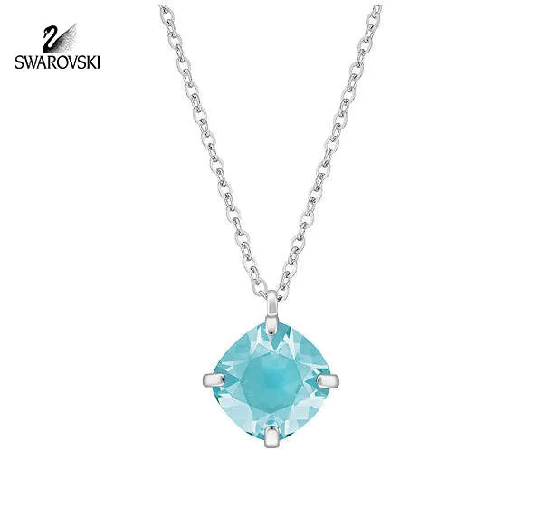 Swarovski Light Turquoise Crystal Jewelry LUCID Pendant Rhodium #5101189