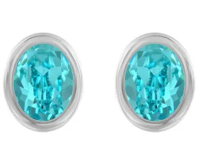 Swarovski Lt Turquoise Crystal Pierced Studs Earrings LASER Rhodium #5101257