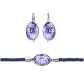 Swarovski Tanzanite Crystal Jewelry Set VANILLA Earrings & Bracelet #5033064