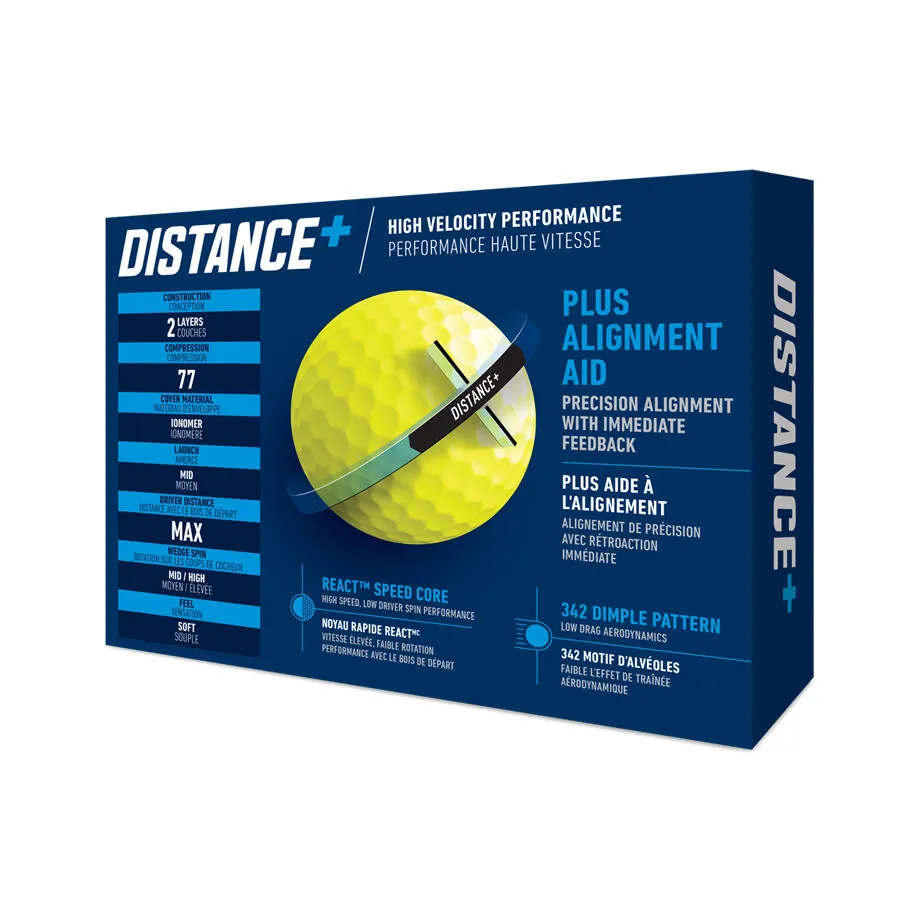 TaylorMade 2021 Distance+ Golf Balls 12 Pack Yellow