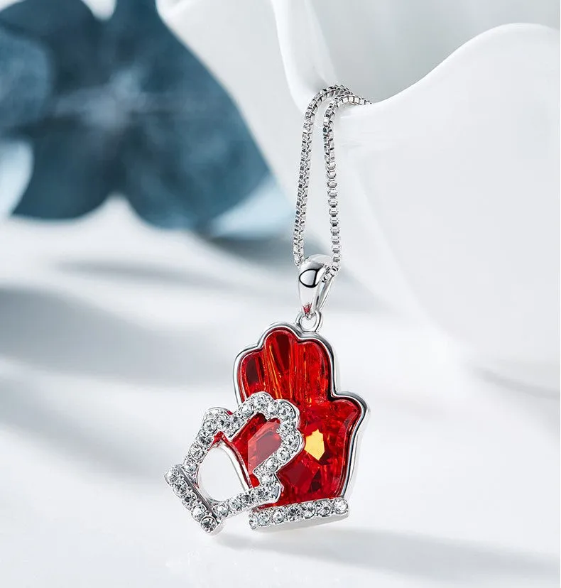 The hand shape ruby Swarovski necklace