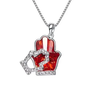 The hand shape ruby Swarovski necklace