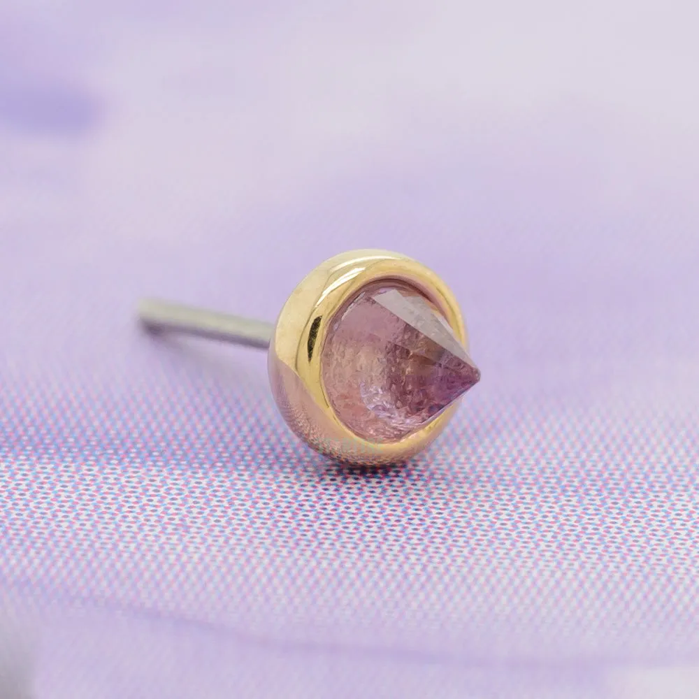 threadless: Round Bezel Reverse Set End in Gold with Amethyst