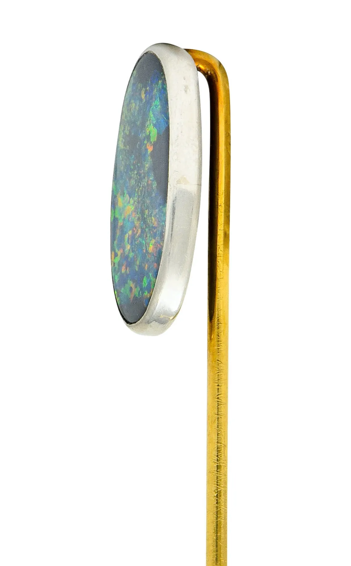 Tiffany & Co. Edwardian Black Opal Platinum 18 Karat Gold Stickpin