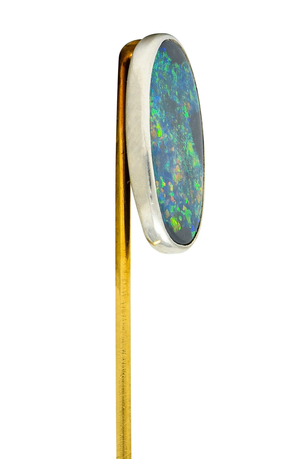 Tiffany & Co. Edwardian Black Opal Platinum 18 Karat Gold Stickpin