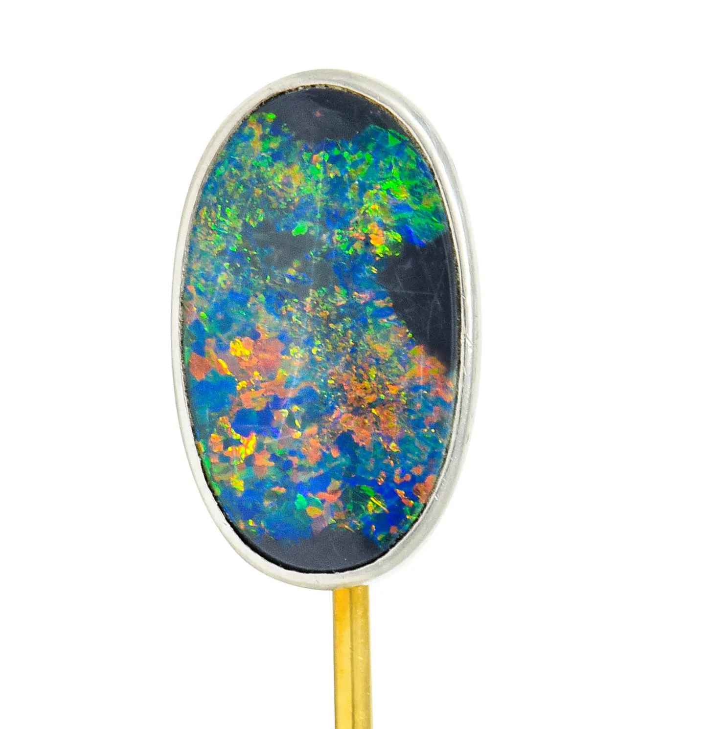 Tiffany & Co. Edwardian Black Opal Platinum 18 Karat Gold Stickpin