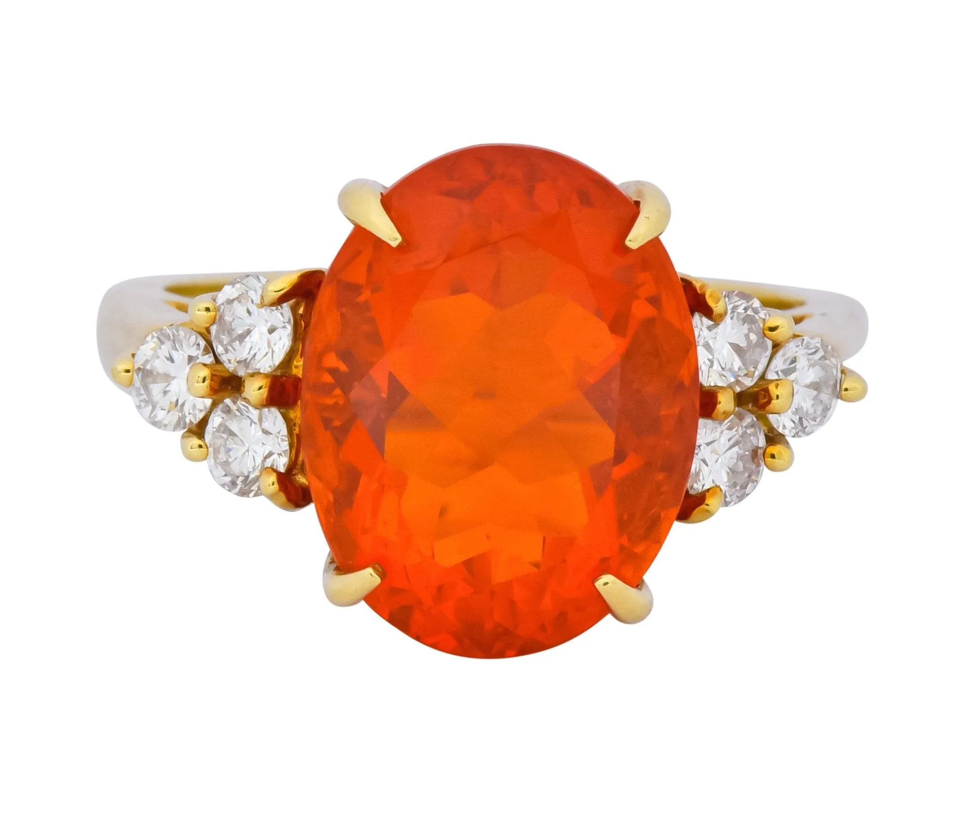 Tiffany & Co. Vintage 4.86 CTW Fire Opal Diamond 18 Karat Gold Ring