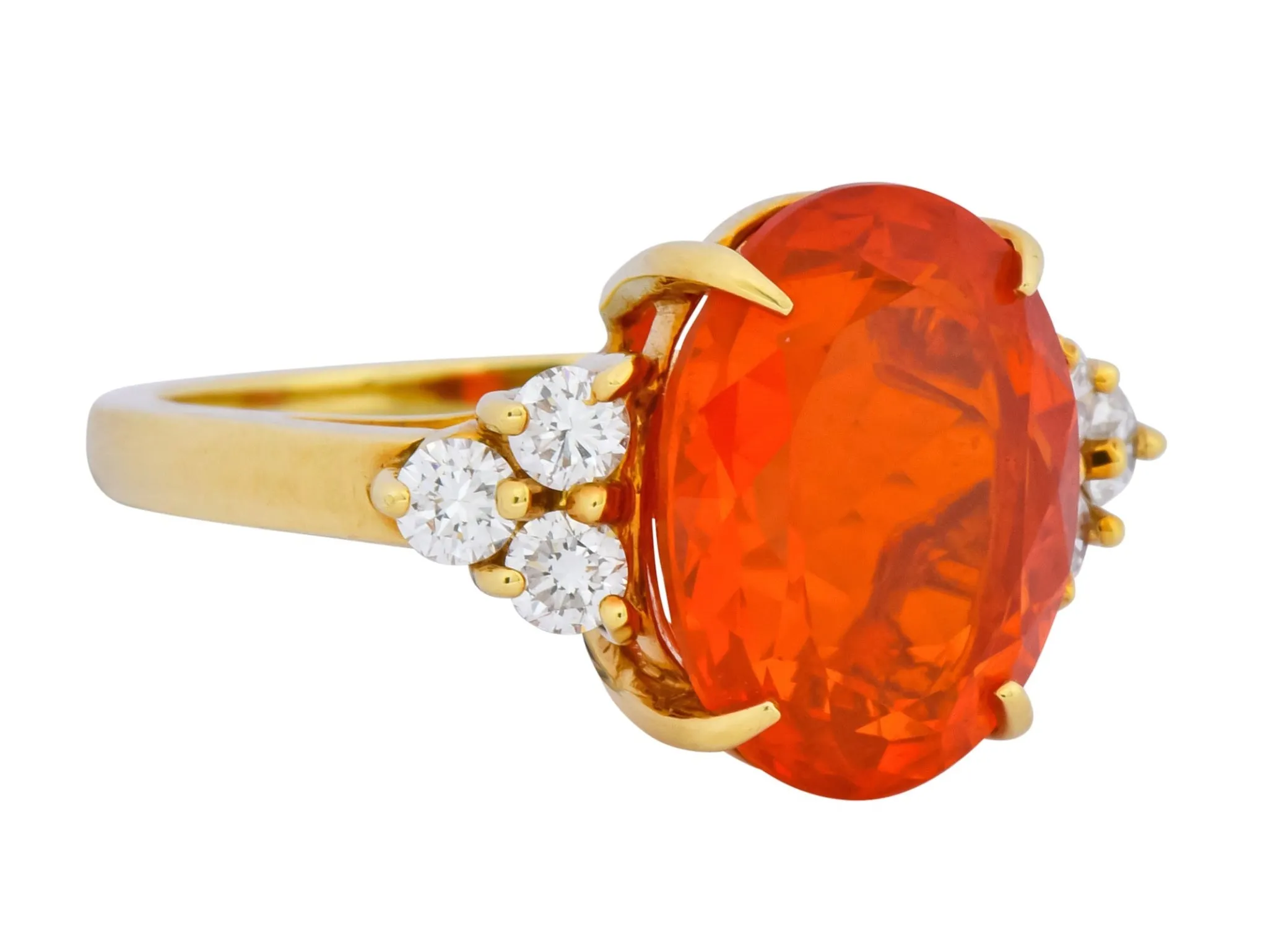 Tiffany & Co. Vintage 4.86 CTW Fire Opal Diamond 18 Karat Gold Ring