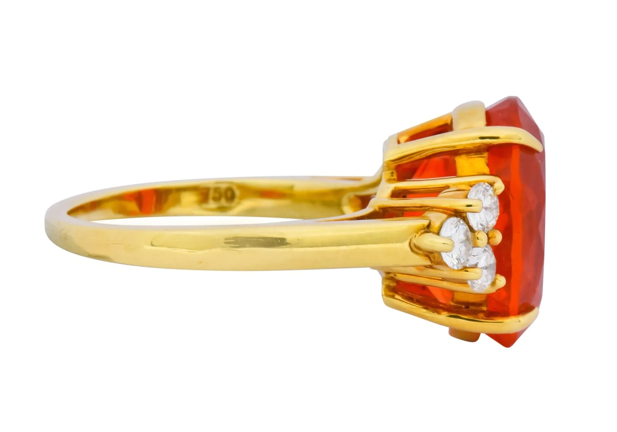 Tiffany & Co. Vintage 4.86 CTW Fire Opal Diamond 18 Karat Gold Ring