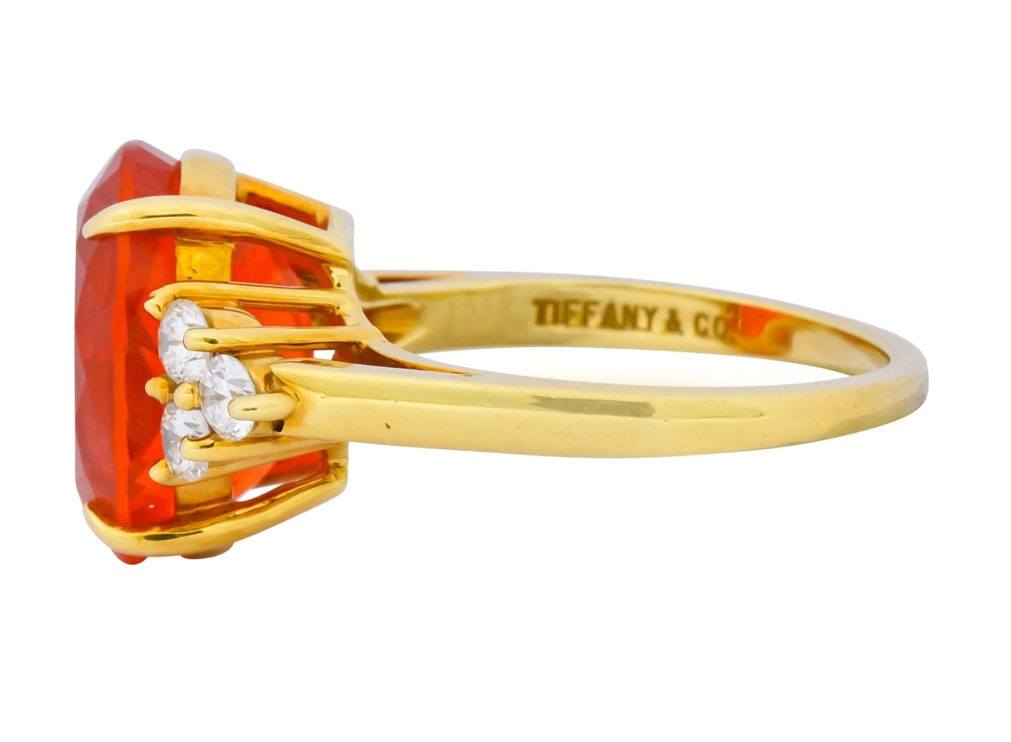 Tiffany & Co. Vintage 4.86 CTW Fire Opal Diamond 18 Karat Gold Ring