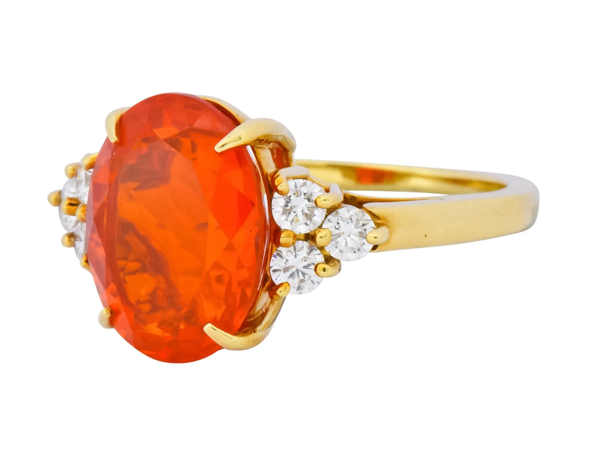 Tiffany & Co. Vintage 4.86 CTW Fire Opal Diamond 18 Karat Gold Ring