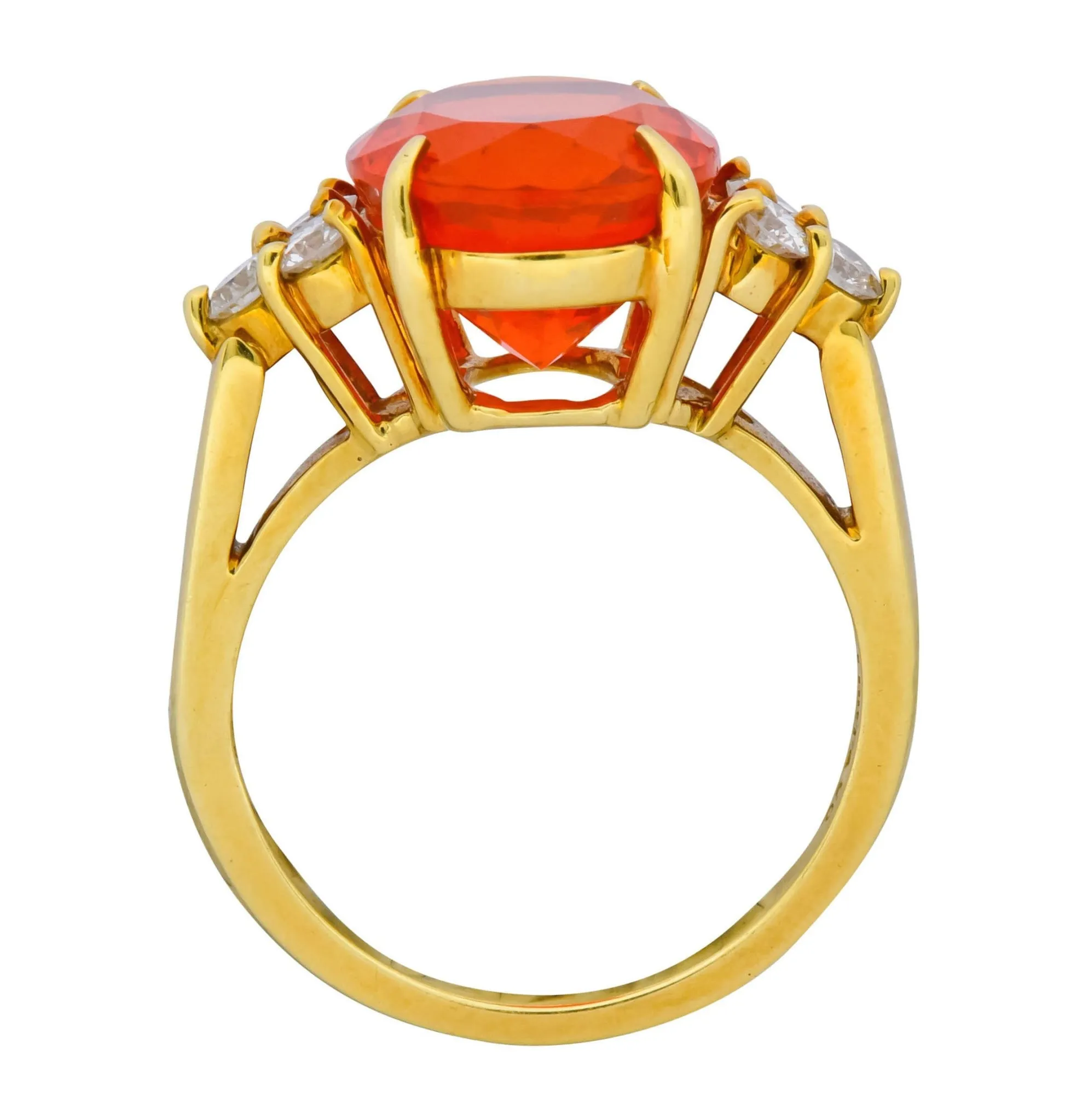 Tiffany & Co. Vintage 4.86 CTW Fire Opal Diamond 18 Karat Gold Ring