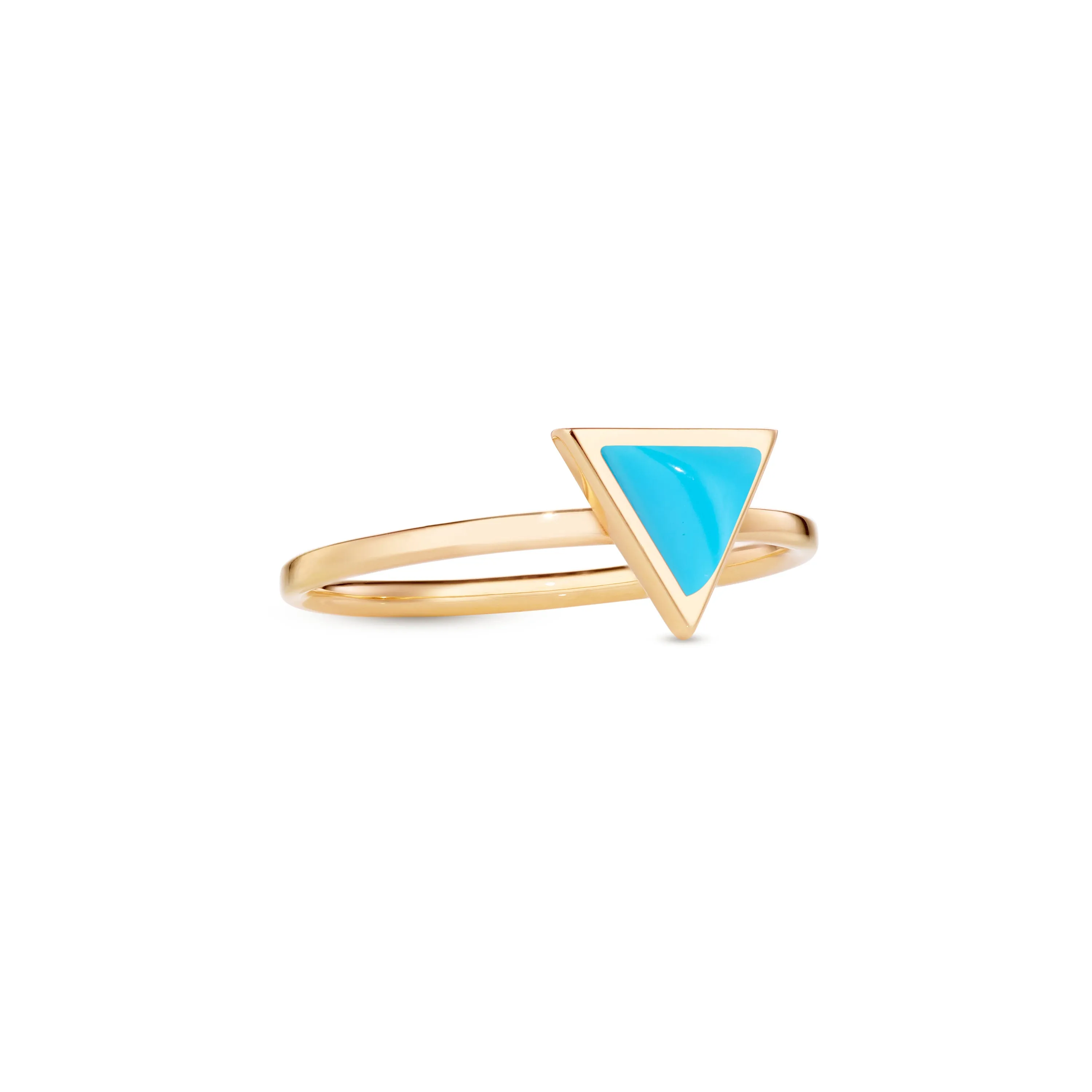 Triangle sticker ring yellow gold with turquoise