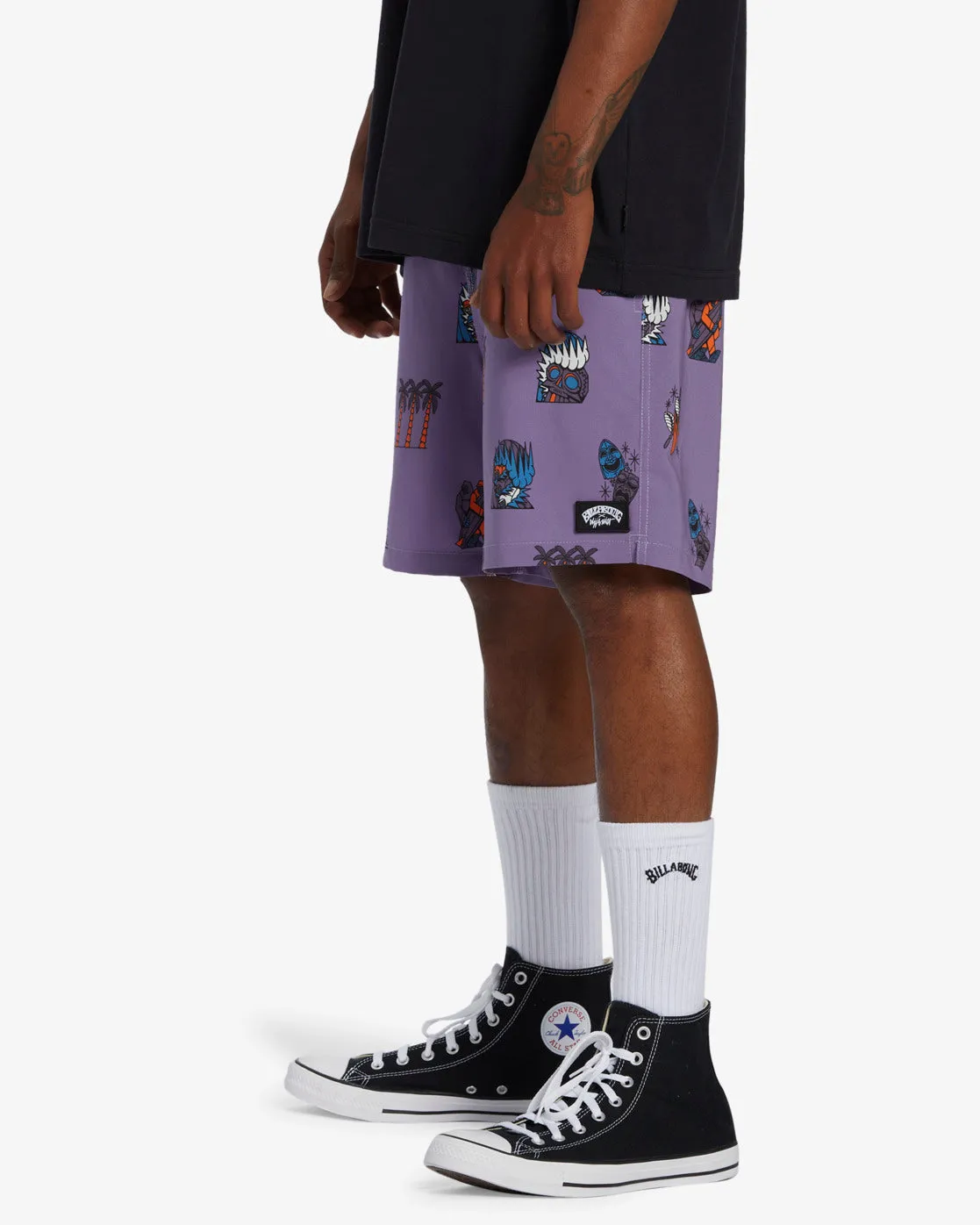 Turn The Tide Layback 17 Elastic Waist Shorts - Purple Haze