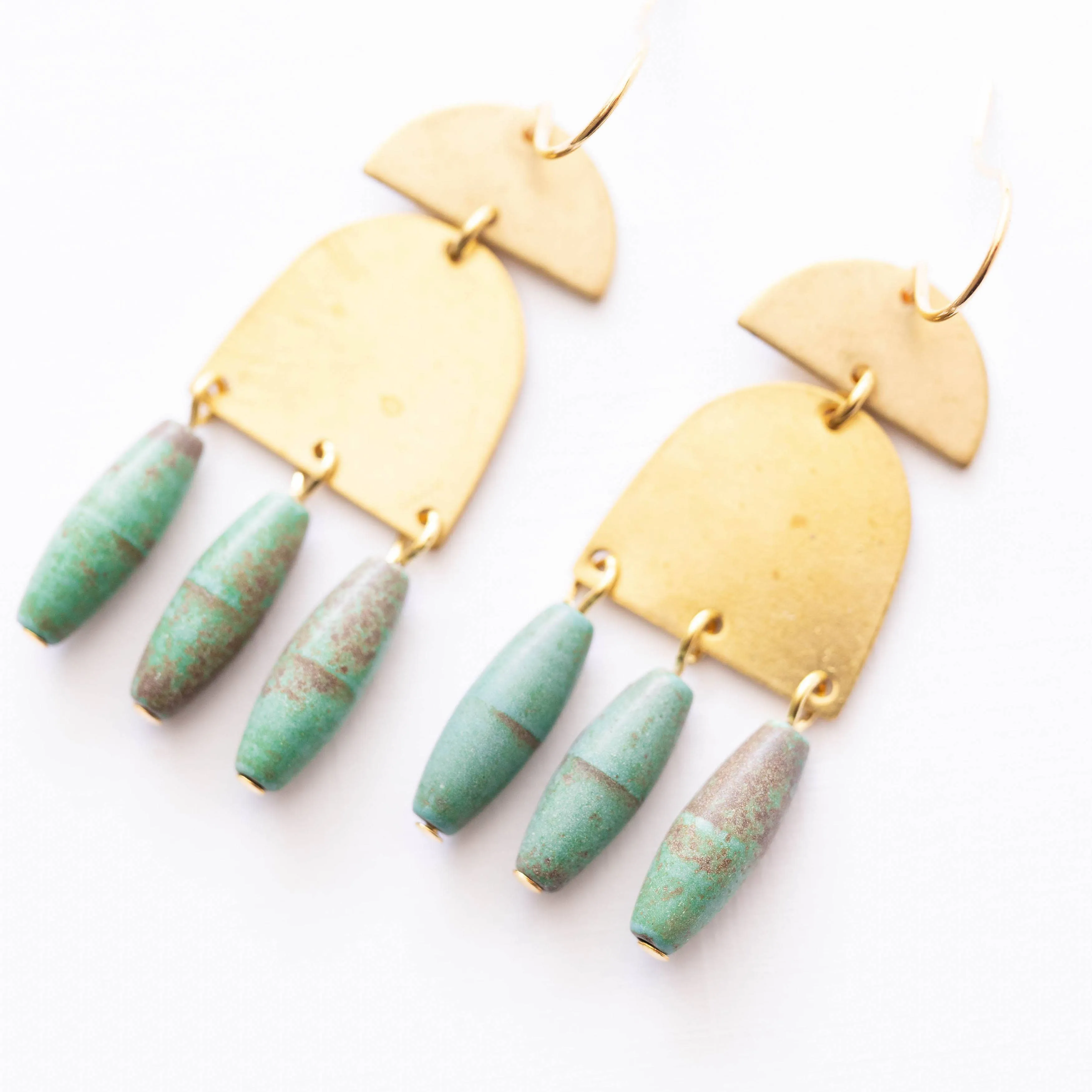 Turquoise and Brass Earrings