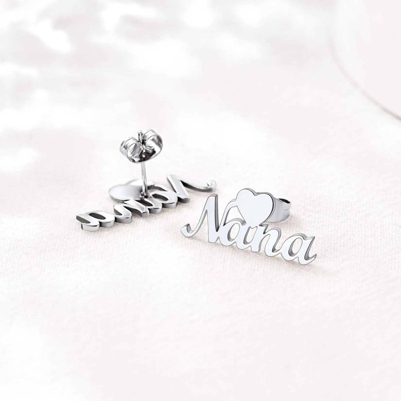 U7 Jewelry Custom Name Stud Earrings With Heart