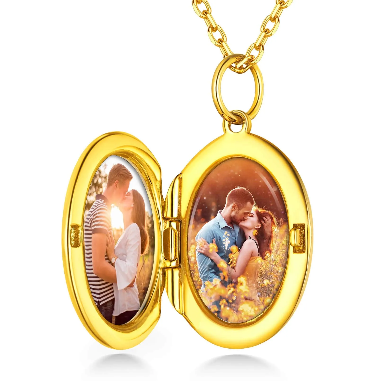 U7 Jewelry Custom Oval Photo Pendant Gold Plated Picture Necklace