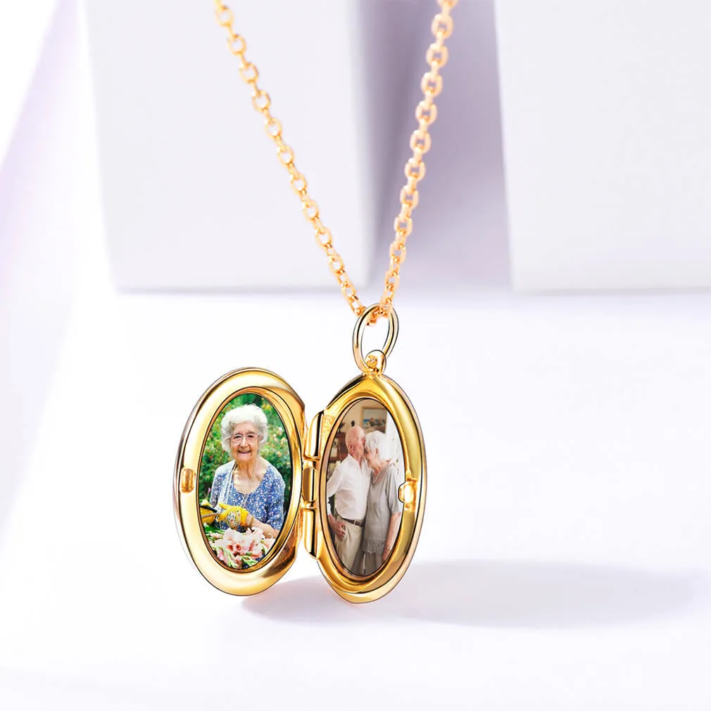 U7 Jewelry Custom Oval Photo Pendant Gold Plated Picture Necklace