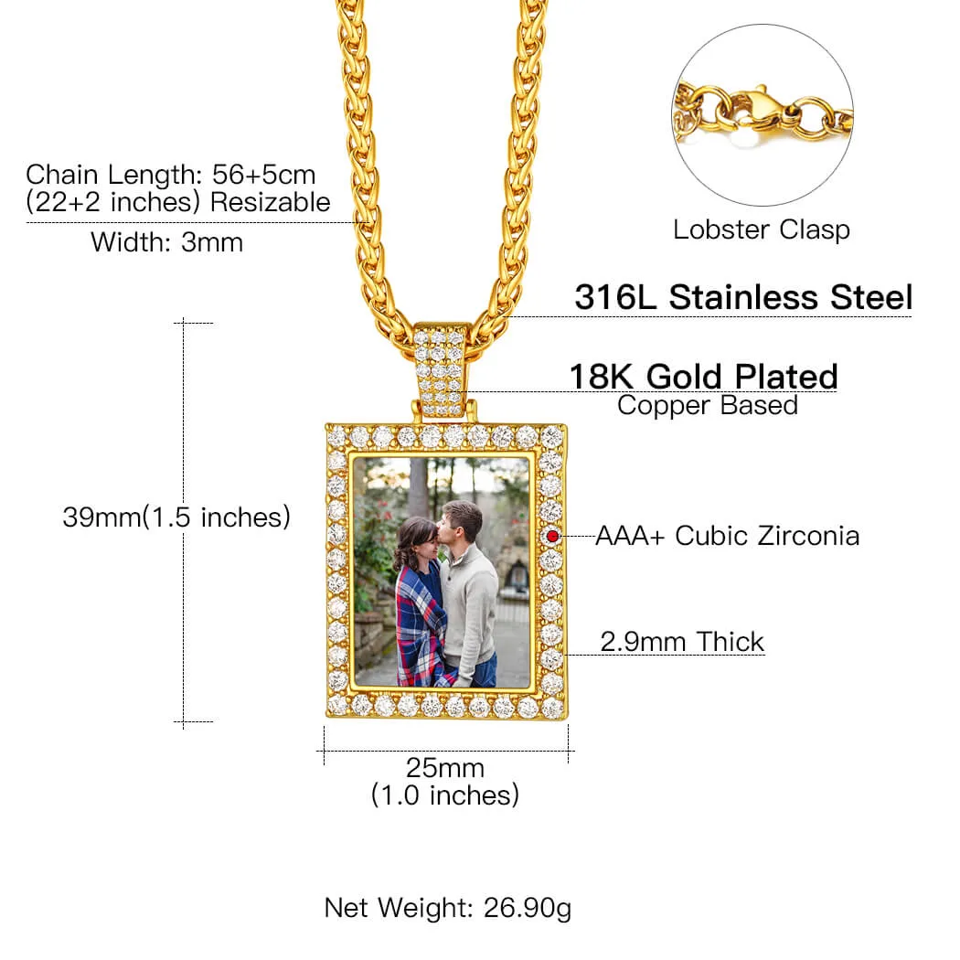 U7 Jewelry Custom Photo Necklace Men Women Personalized Jewelry Customized Photo Pendant