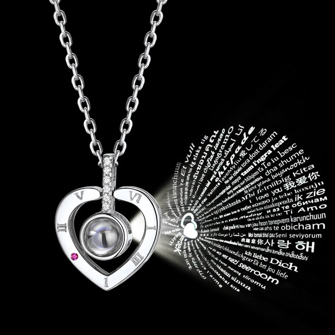 U7 Jewelry I Love You Necklace 100 Languages Custom Heart Photo Necklace