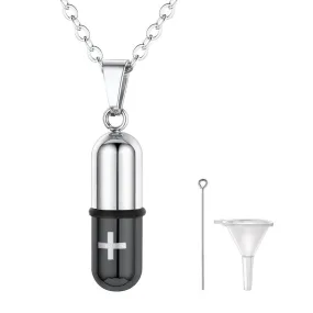 U7 Jewelry Pill Pendant Cremation Urn Necklace Memento Jewelry Memory Necklace