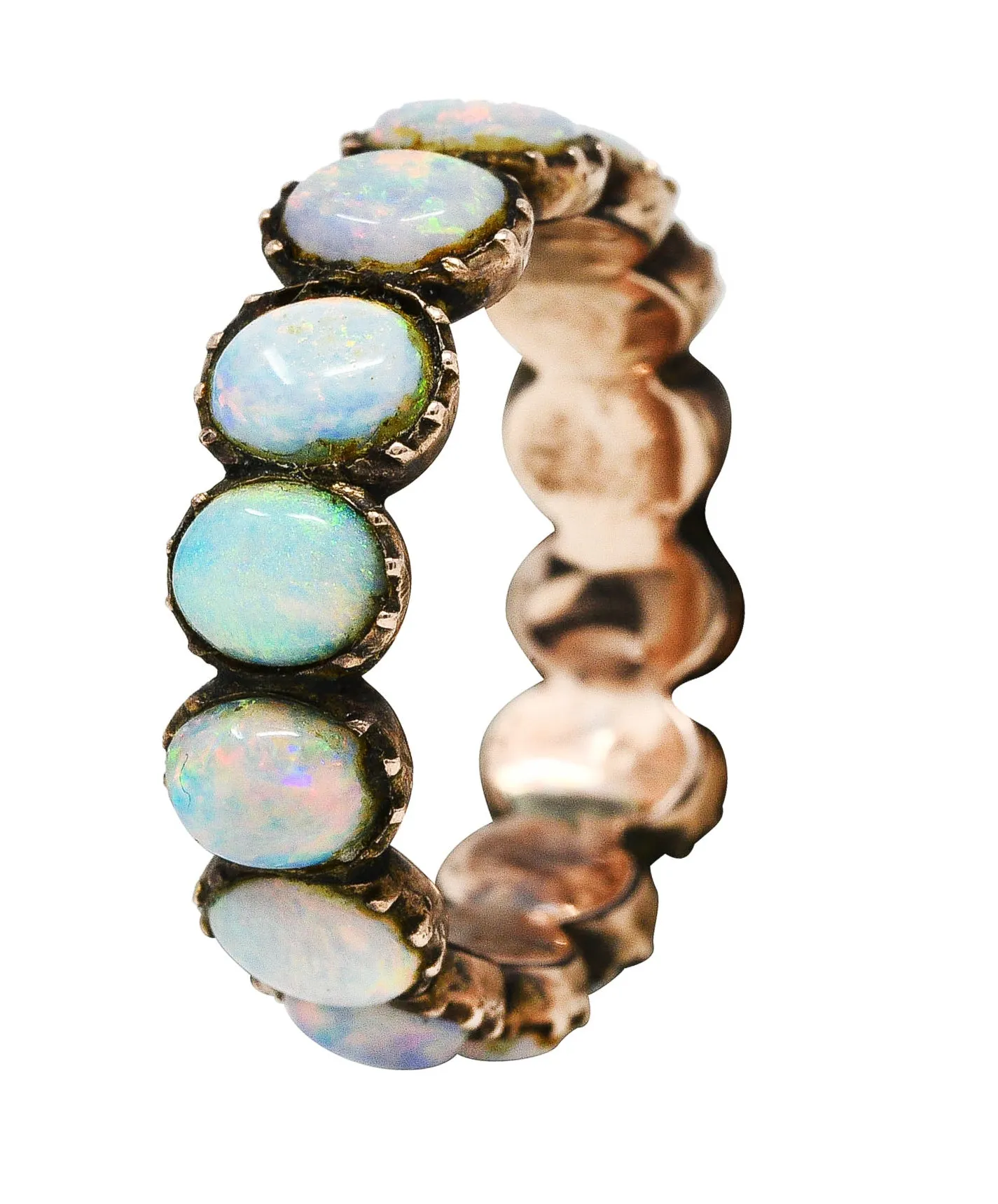 Victorian Opal 10 Karat Rose Gold Eternity Band Antique Ring