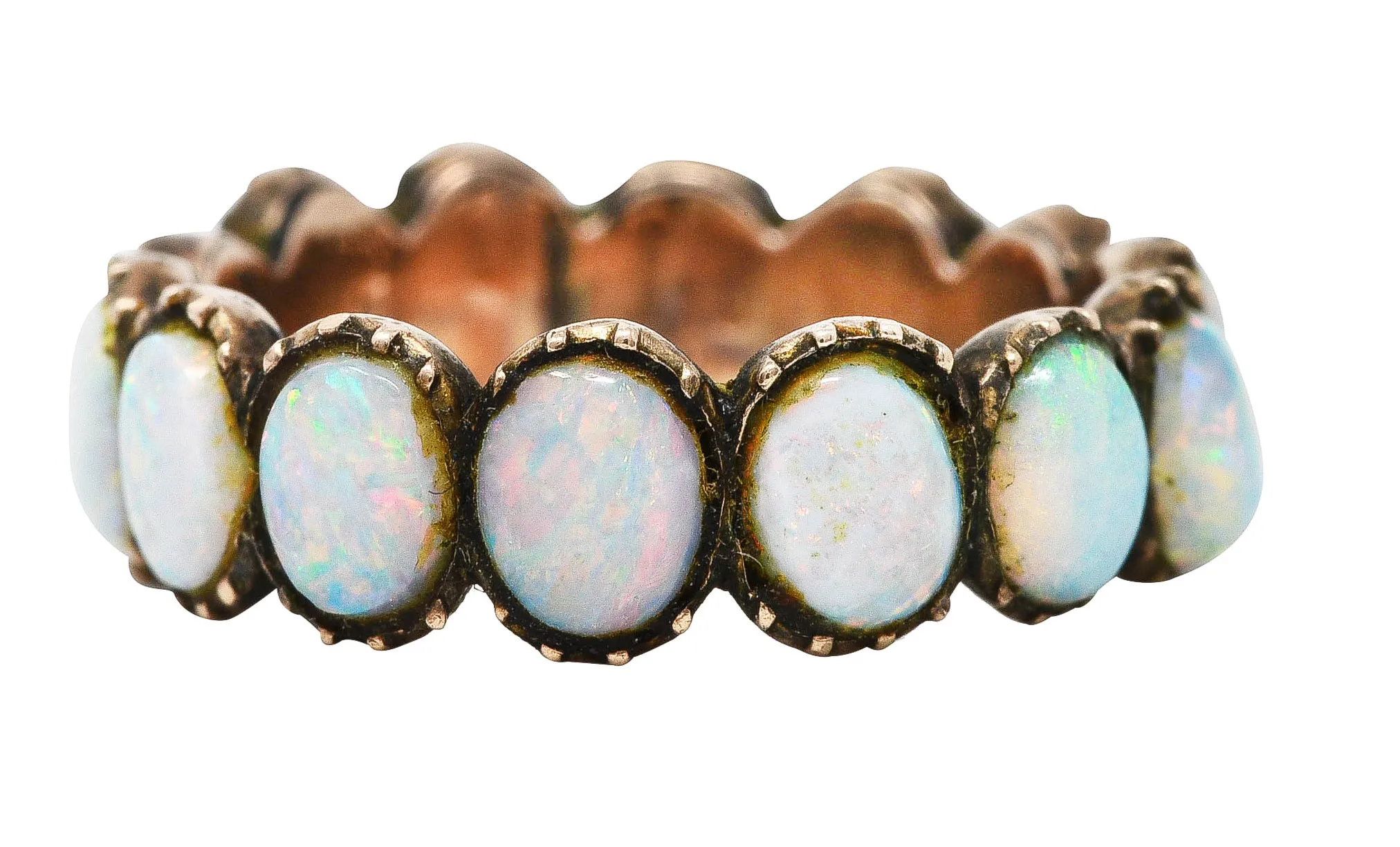 Victorian Opal 10 Karat Rose Gold Eternity Band Antique Ring