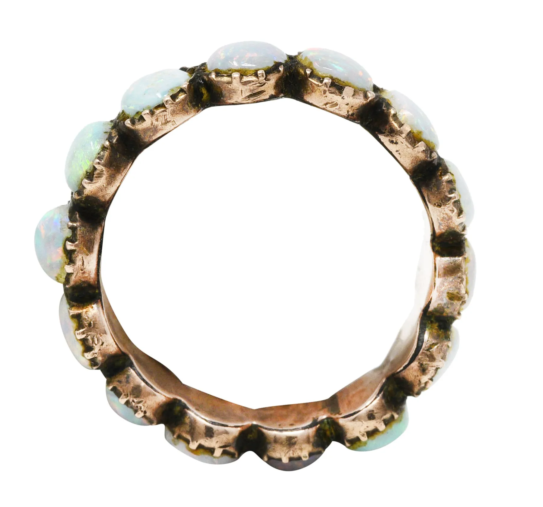 Victorian Opal 10 Karat Rose Gold Eternity Band Antique Ring