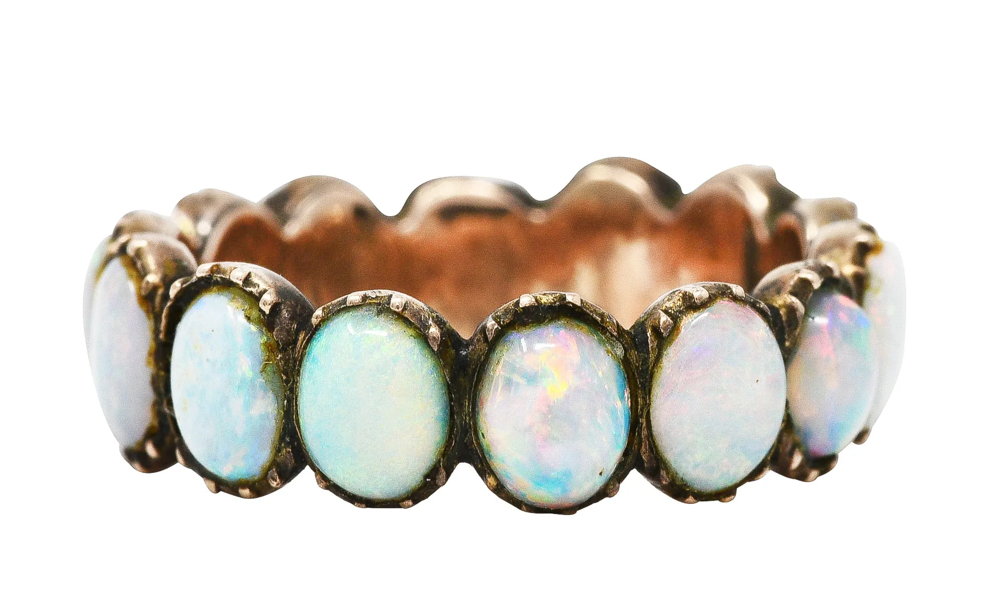 Victorian Opal 10 Karat Rose Gold Eternity Band Antique Ring