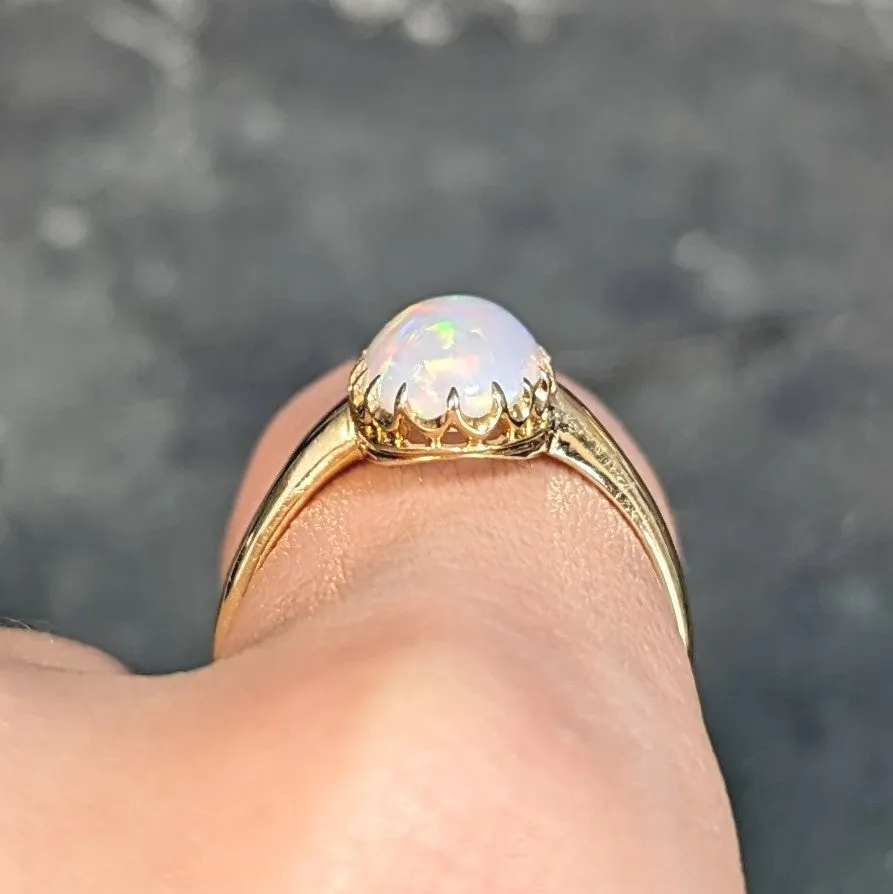 Victorian Opal Cabochon 18 Karat Yellow Gold Antique Solitaire Ring