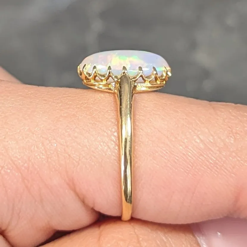 Victorian Opal Cabochon 18 Karat Yellow Gold Antique Solitaire Ring