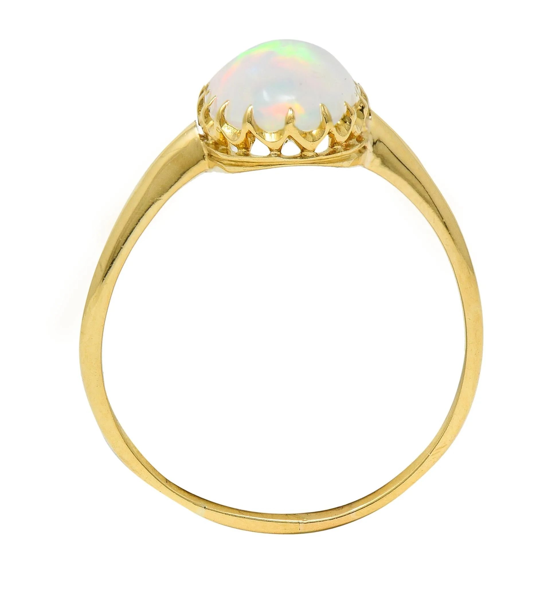 Victorian Opal Cabochon 18 Karat Yellow Gold Antique Solitaire Ring