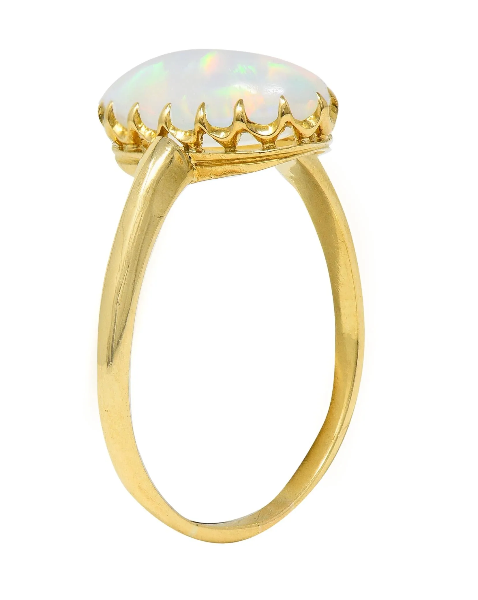 Victorian Opal Cabochon 18 Karat Yellow Gold Antique Solitaire Ring