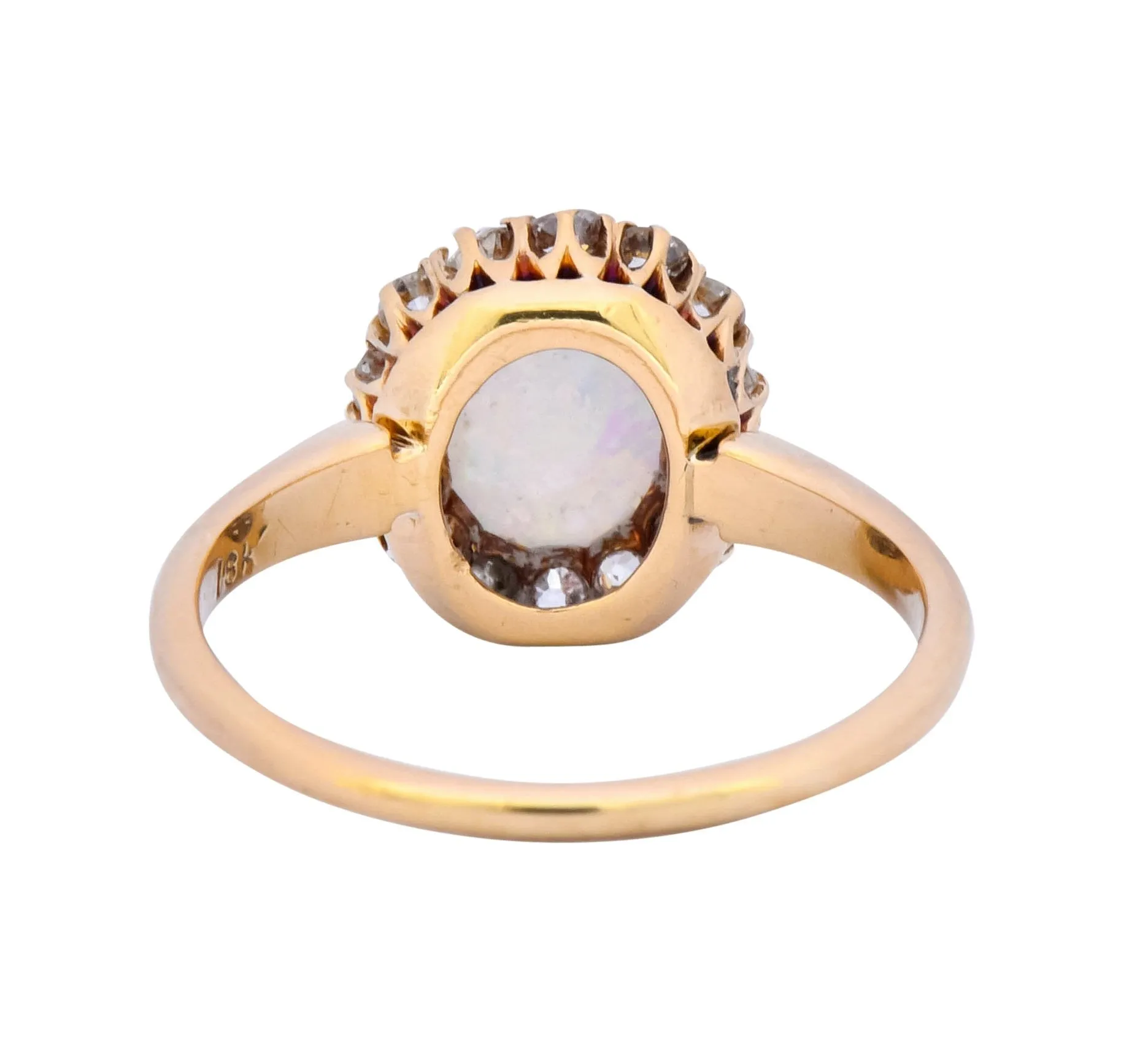 Victorian Opal Diamond 18 Karat Rose Gold Cluster Ring Circa 1900