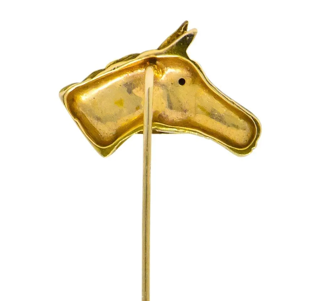 Victorian Ruby 14 Karat Gold Horse Stickpin