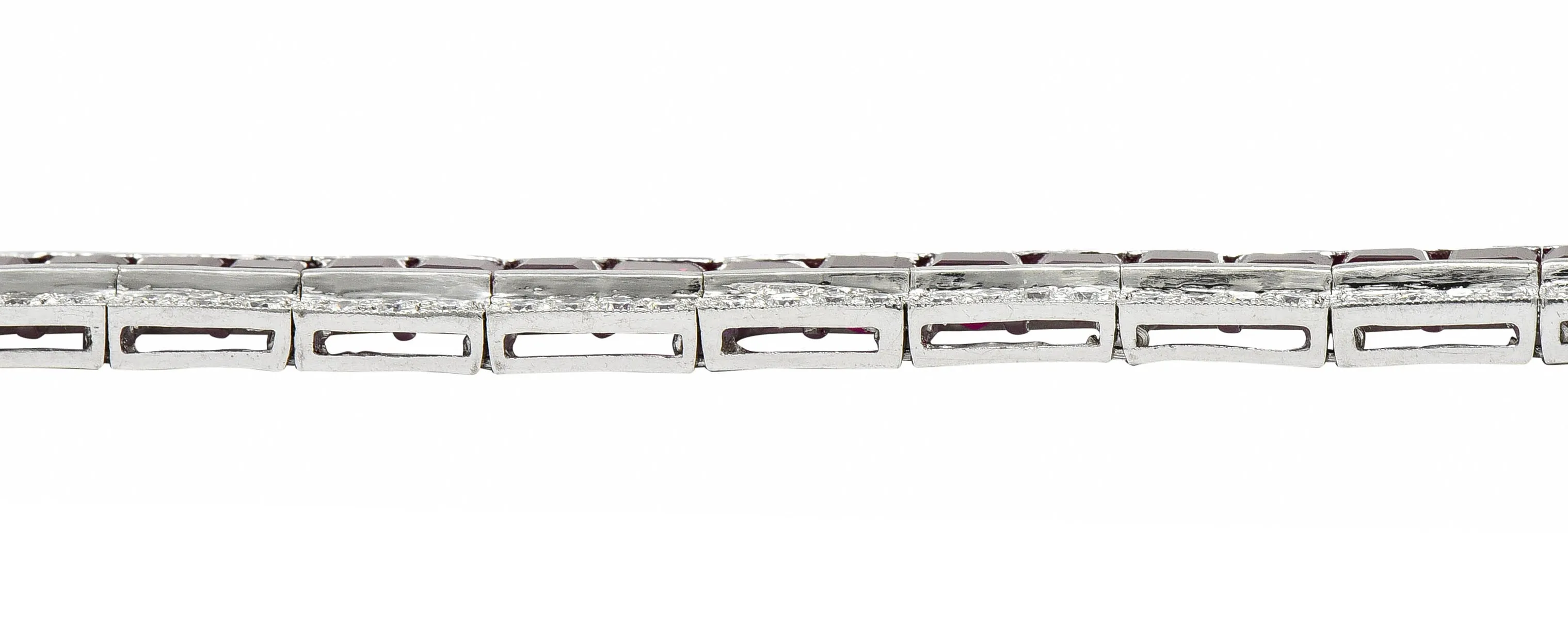 Vintage 14.00 CTW Ruby Diamond Platinum Line Bracelet