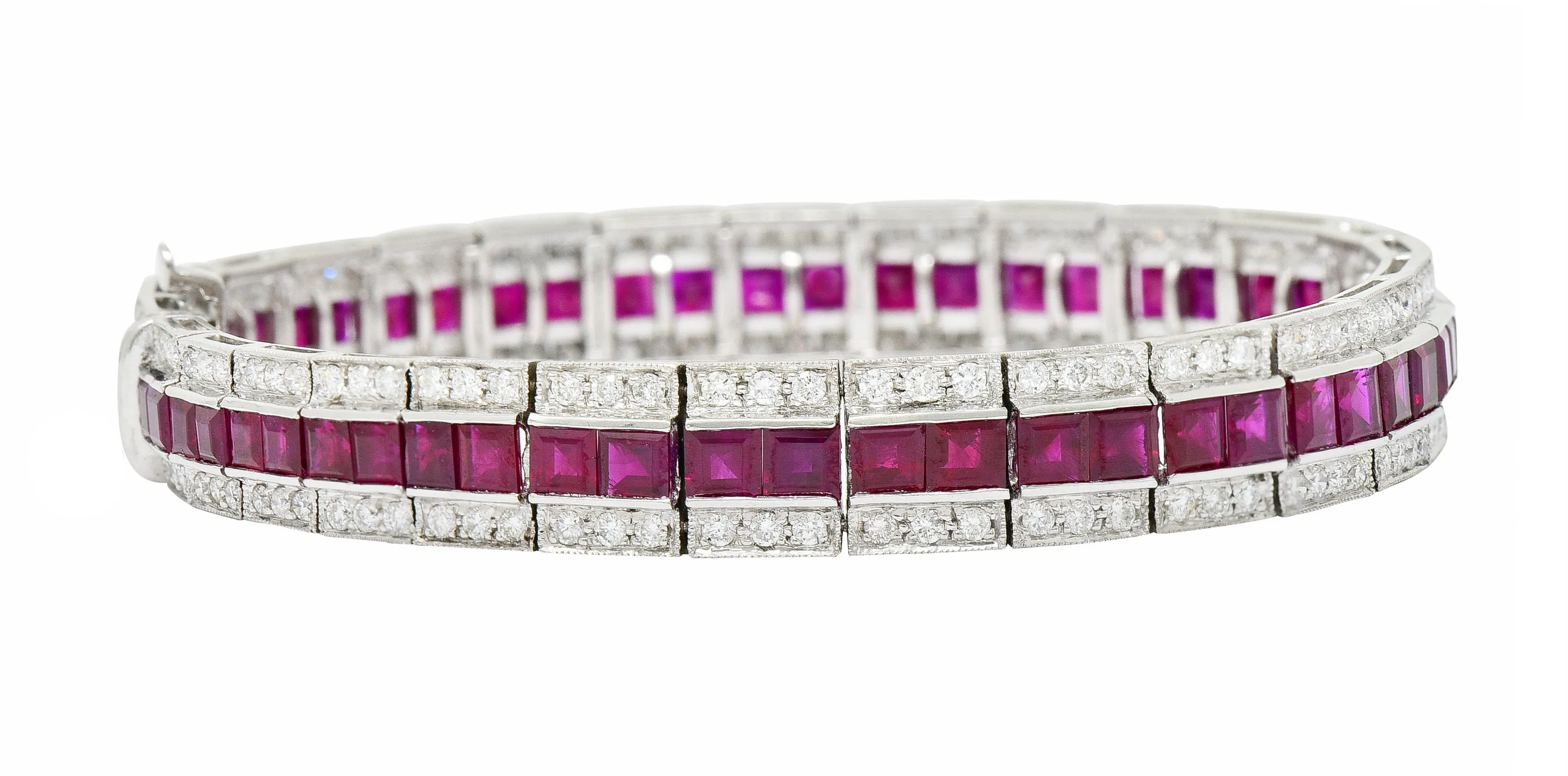 Vintage 14.00 CTW Ruby Diamond Platinum Line Bracelet