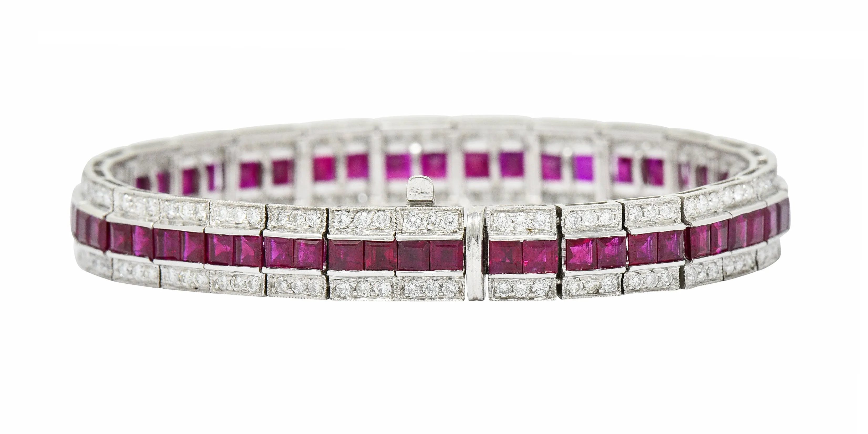 Vintage 14.00 CTW Ruby Diamond Platinum Line Bracelet